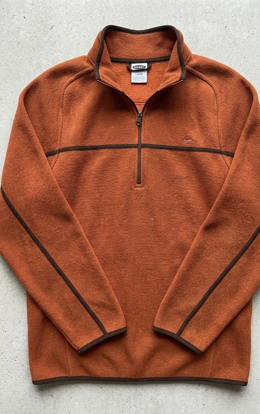 Old Navy Men's Orange Quarter-Zip Pullover Size Large Like New